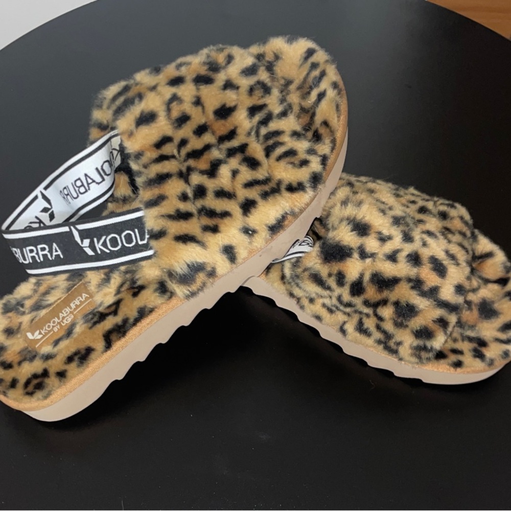 Koolaburra Leopard Print Fuzzy Slippers